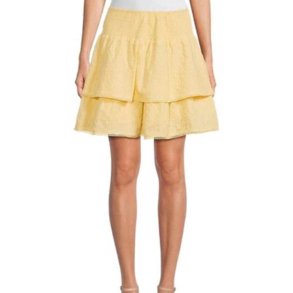 Lost + Wander Yellow Eyelet Tiered Skirt
